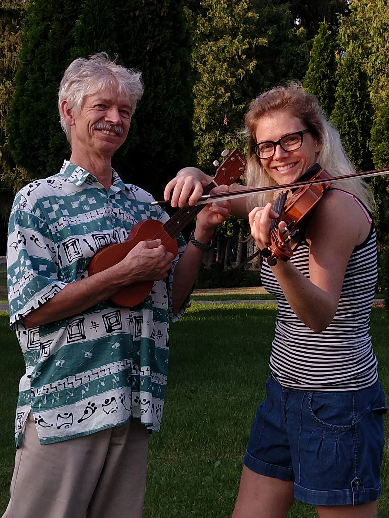 Zebie with adult violin student, Ann Arbor